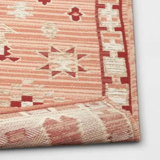 7'x10' Tapestry Rectangular Woven Outdoor Area Rug Red/Pink - Opalhouse&trade; image {3}