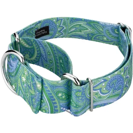 Country Brook Petz 2 Inch Green Paisley Martingale Dog Collar image {1}