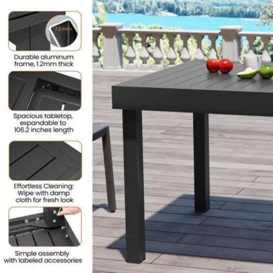 Crestlive Products Modern Aluminum Outdoor Dining sets Expandable Patio Dining Table with arm chairs for 4-10 People Outside image {5}