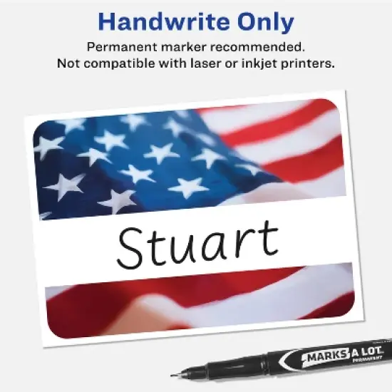 Avery American Flag Traditional Name Badges, 2-1/3" x 3-3/8", 80ct image {3}