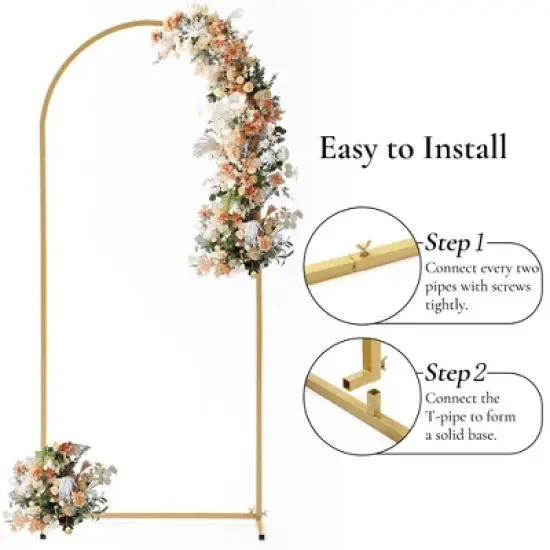Gold Arch Backdrop Stand  Metal Wedding Arch Stand Gold Arched Frame for Ceremony Outdoor Indoor Decoration image {2}