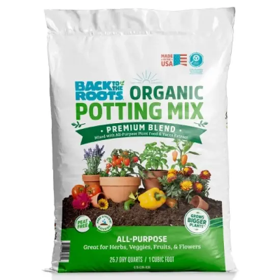 Back to the Roots 25.7qt Organic Potting Mix Premium Blend All Purpose: Soil for Flowers & House Plants, Peat-Free image {14}
