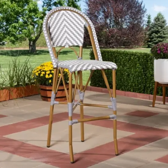 Ilene Indoor and Outdoor Stackable Bistro Barstool Gray/White - BaxtonStudio image {2}