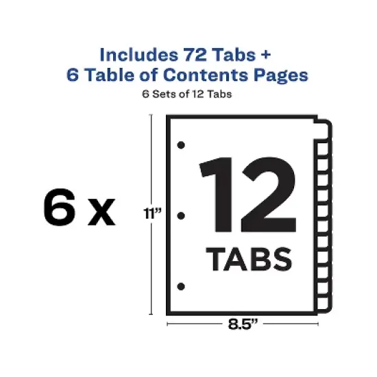 Avery Pre-Printed 12-Tab Numeric Dividers Customizable 11824 image {5}