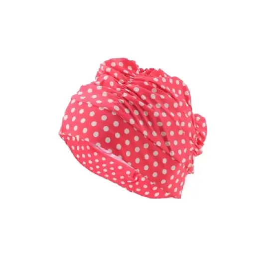 Unique Bargains Polyester Polka Dots Pattern Swim Cap 5.91"x9.25" Red White 1 Pc image {6}