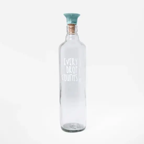Drop Glass Water Bottle with Ceramic Stopper-750 ML image {6}
