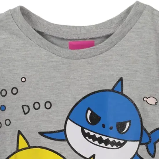 Pinkfong Baby Shark Daddy Shark Mommy Shark Baby Shark Girls Vest T-Shirt and Pants 3 Piece Outfit Set Toddler  image {5}