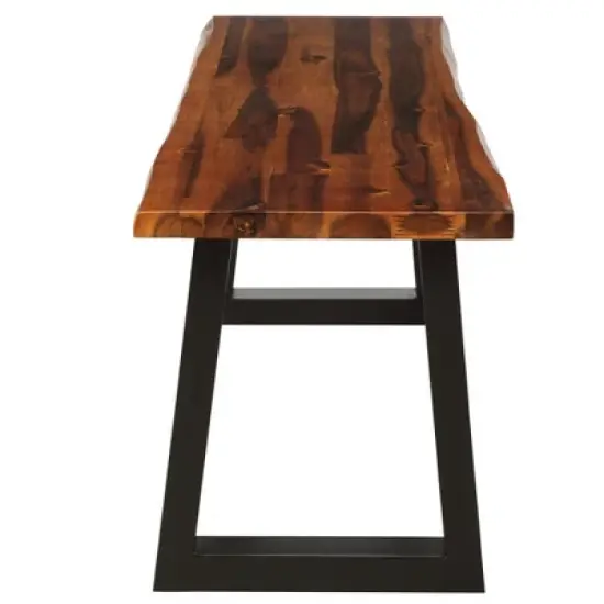 MOEPISY Solid Acacia Wood Patio Bench Seating Chair image {8}