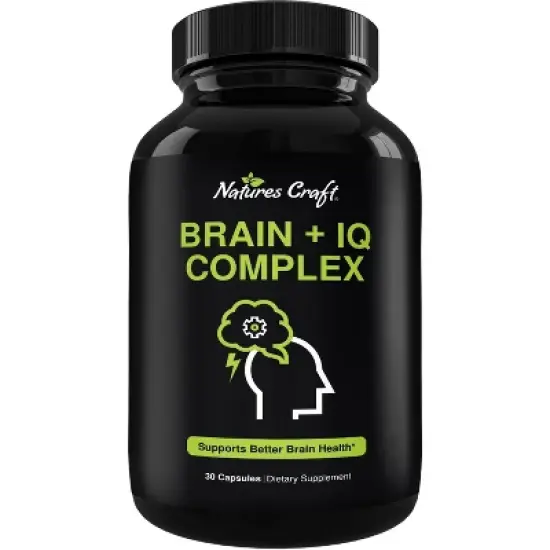 Nootropic Memory Supplement for Brain Support + IQ, Memory Pills for Brain Boost & Natural Energy Booster Vitamin B12 Supplement, Nature's Craft, 30ct image {6}