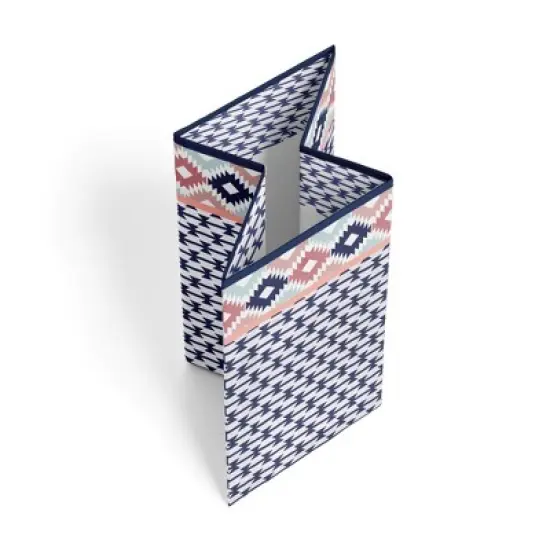 Bacati - Emma Kilim Coral/Mint/Navy Collapsible Laundry Hamper image {1}