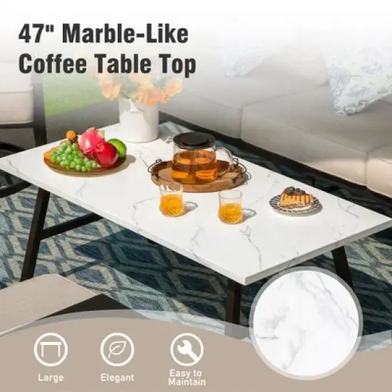 Captiva Designs 4pc Patio Outdoor Conversation Set with Rocking Grid-back Chairs for Garden, Poolside, Backyard image {2}