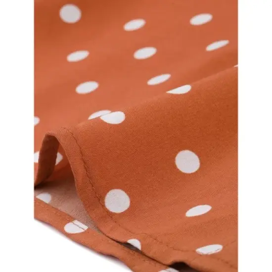 Allegra K Women's Elegant Puff Sleeve Polka Dots Peter Pan Collar Vintage Shirt Top image {5}