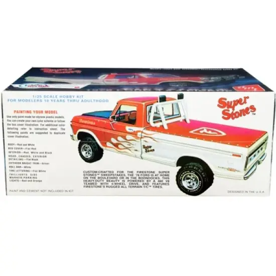 Skill 2 Model Kit 1978 Ford 4x4 Pickup Truck "Firestone Super Stones" 1/25 Scale Model by AMT image {1}