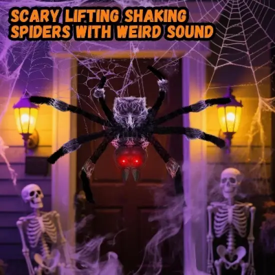 Halloween Spider Decorations, Scary Lifting Shaking Spiders Outside Realistic Fake Hairy Spider Props for Halloween Decorations Indoor Outdoor Yard image {6}