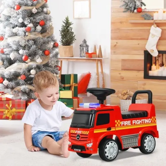 Costway Kids Ride On Fire Engine Licensed Mercedes Benz Push and Ride Racer Red image {2}