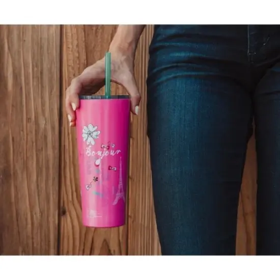 Silver Buffalo Disney The Aristocats Marie "Bonjour" Stainless Steel Tumbler | Holds 22 Ounces image {8}