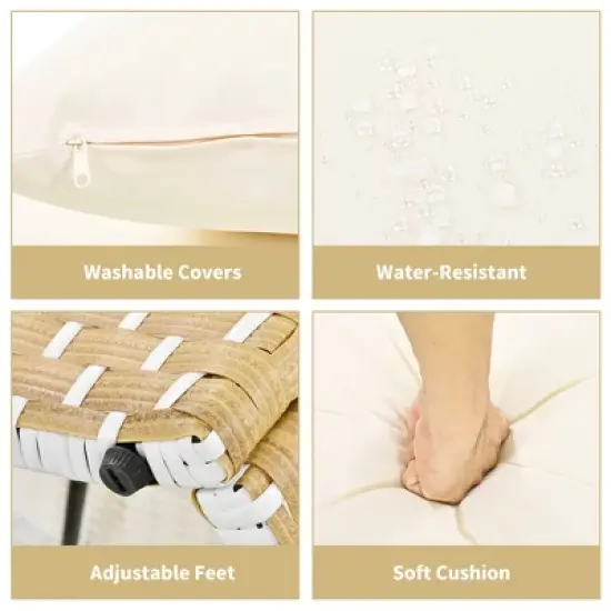 Whisen Outdoor Rattan Sectional Sofa Set with Retractable Canopy & Removable Cushion image {6}