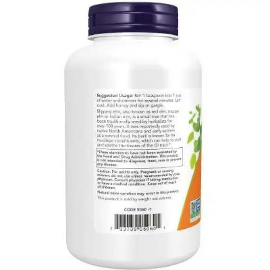 Slippery Elm Powder by Now Foods  -  4 oz Powder image {2}