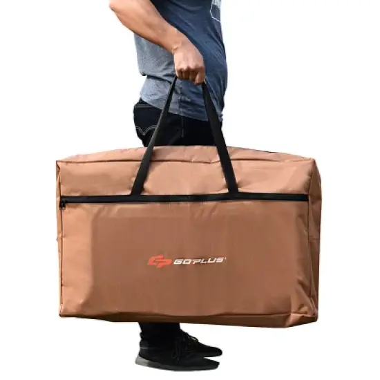 Costway Foldable Camping Table Outdoor BBQ Portable Grilling Stand w/Windscreen Bag image {7}