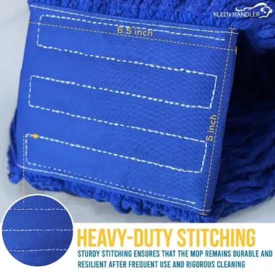 Bison Life Heavy Duty Loop End Wet Mop Head Replacement Refills, 5" Headband, Blue - 3 Pack image {3}