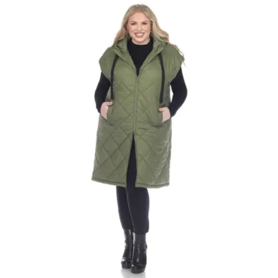 Plus Size Diamond Quilted Hooded Puffer Vest-White Mark image {7}