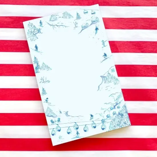 Toile Ski Club 5" x 8" Winter Notepad by Ramus & Co (50 Heavyweight Tear-Off Sheets) image {1}