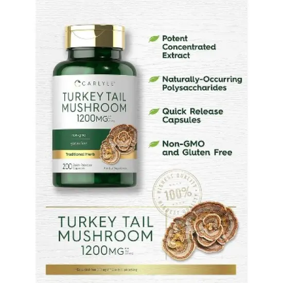 Carlyle  Turkey Tail Mushroom 1200mg | 200 Capsules image {2}