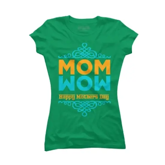 Junior's Design By Humans Happy Mother's Day Mom Wow By tmsarts T-Shirt image {7}