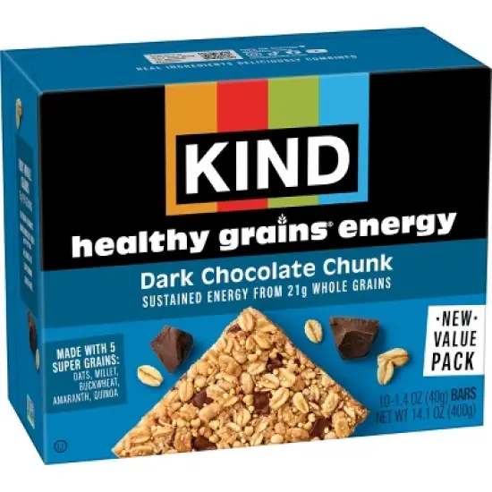 KIND Healthy Grains Energy Dark Chocolate Chunk Protein Bars - 10ct image {2}
