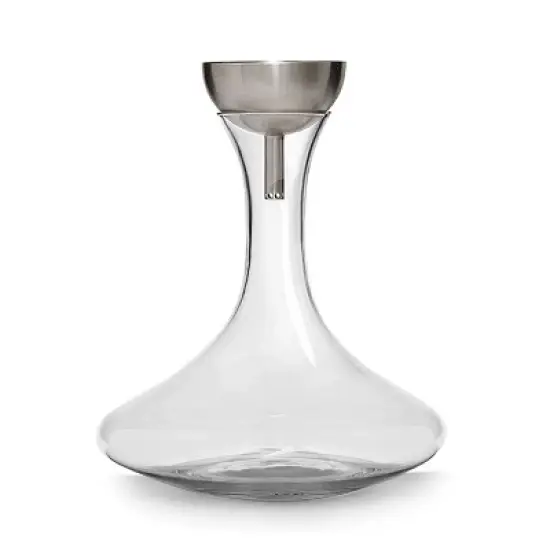 Houdini 48 fl oz Wine Decanter: Glass Beverage Server, Stainless Steel, Hand Wash, Cold Drinks, 2-Piece Set image {5}