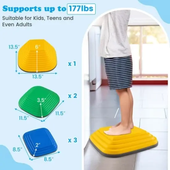 Costway 6 Pcs Kids Stepping Stone Square Balance Blocks for Indoor/Outdoor Exercise image {2}