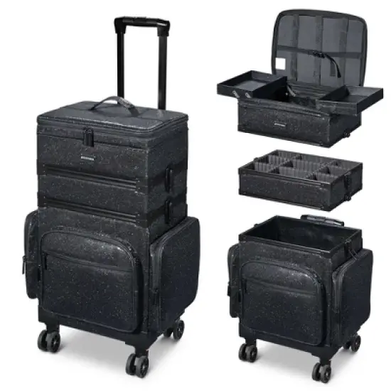 Byootique 3in1 Soft Sided Rolling Makeup Case With Removable Divider image {10}