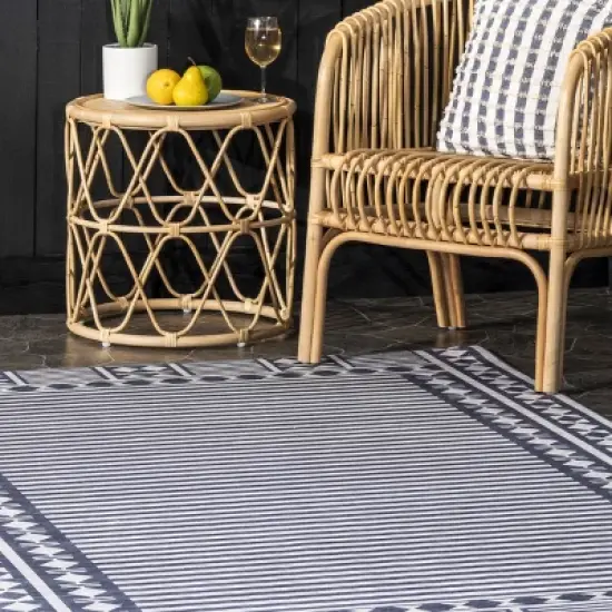 nuLOOM Lacie Multi Striped Machine Washable Indoor/Outdoor Patio Area Rug image {8}