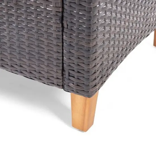 Isla Outdoor 4 Seater Chat Set with Coffee Table - Brown/Beige/Teak - Christopher Knight Home image {7}