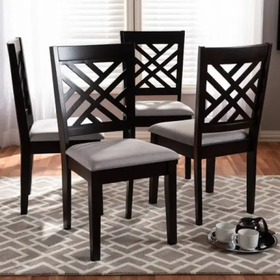 4pc Caron Finished Wood Dining Chairs - Baxton Studio image {7}