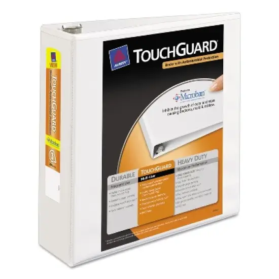 Avery Touchguard Antimicrobial View Binder w/Slant Rings 3" Cap White 17144 image {8}