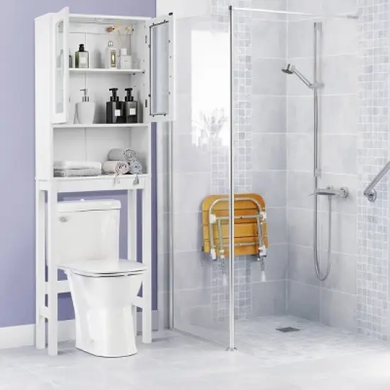 Costway Wooden Over The Toilet Storage Cabinet Spacesaver Organizer Bathroom Tower Rack image {3}