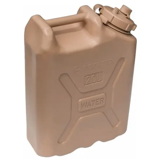 Scepter 5 Gallon 20 Liter Lightweight Portable Water Storage Container BPA Free for Camping and Emergency Storage, Plastic Sand image {1}