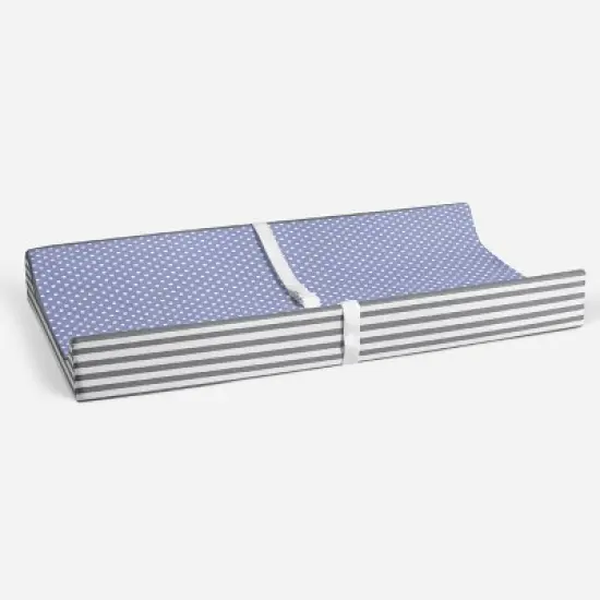 Bacati - Elephants Blue/Gray Blue Pin Dots Quilted Top Changing Pad Cover image {4}