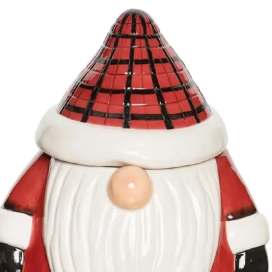 Gallerie II Plaid Gnome Cookie Jar Kitchen Storage Decor image {2}