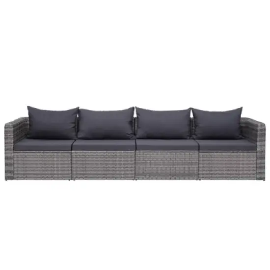 vidaXL Garden Sofa Set Set of 4 Grey image {7}