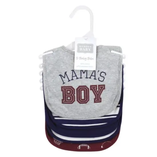 Hudson Baby Infant Boy Cotton Bibs, Mom Dad Athletic, One Size image {1}