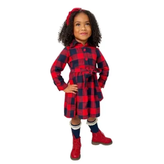 Girls So Glad For Plaid Belted Dress - Mia Belle Girls image {3}