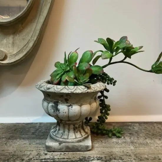 Slickblue Cement Planter Urn, Classical Design, Decorative Flower Pot, Indoor Desk or Table Accent, 5.9"x4.7" image {1}