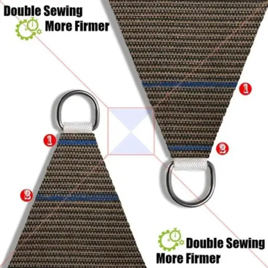 Handpoint Rectangle Patio Sun Shade Sail &ndash; Brown, UV-Blocking Outdoor Canopy image {3}