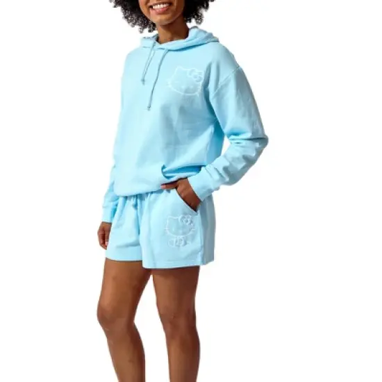 Hello Kitty Women's Aqua Blue Hoodie & Shorts Set image {2}