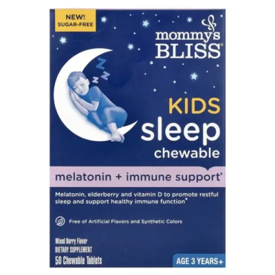 Mommy's Bliss Kids Sleep Chewable,  Melatonin + Immune Support, Age 3 Years+, Mixed Berry, 50 Chewable Tablets image {4}