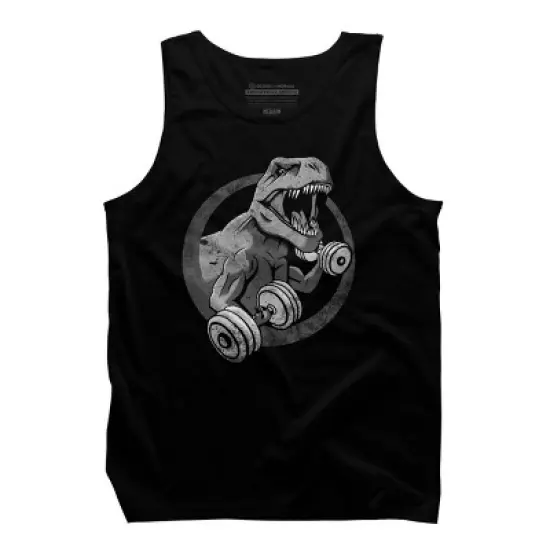 Men's Design By Humans T-Rex Can Lift Dumbells By Snazzygaz Tank Top image {4}
