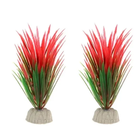 Unique Bargains Aquarium Plastic Plants for Fish Tank Landscape Decoration 5.12" 2 Pcs image {9}