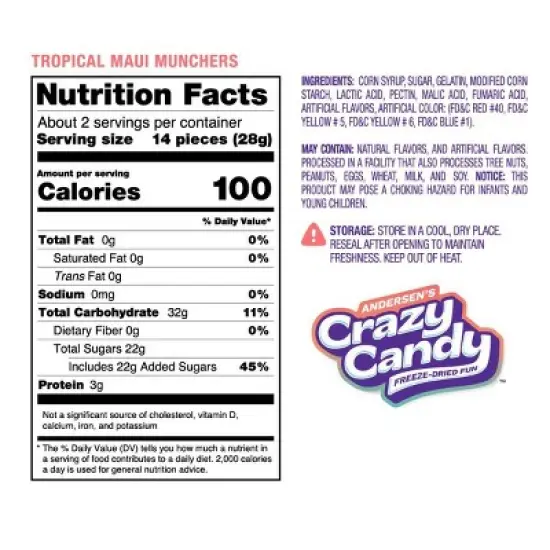 Crazy Candy Freeze Dried Candy - Tropical Maui Munchers - 1.7oz image {2}